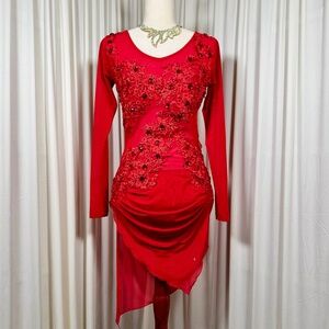 Red latin Ballroom Salsa Dress